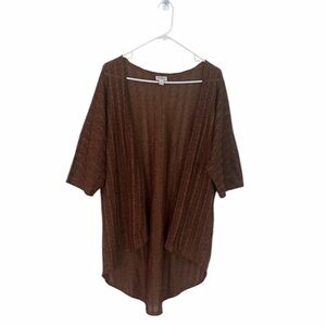 Lularoe Cardigan Size Small Brown Open Front Mid Sleeve High Low Hem Open Knit